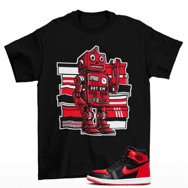 Sneaker Bot Shirt Black to Match Jordan 1 Retro High OG Satin Bred FD4810-061 Jezsport.com