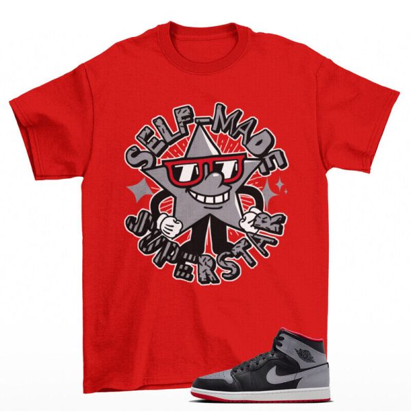 Superstar Shirt Red to Match Jordan 1 Mid Black Cement Grey Jezsport.com