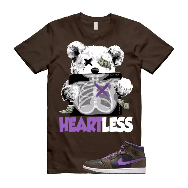 HEART T Shirt to match Air Jordan 1 Mid Palomino Purple Mocha Wild Berry Black Jezsport.com