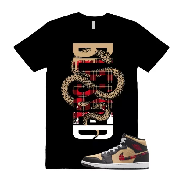 SNAKE T Shirt to match Mid Tartan Tan Black Red Plaid Sesame Fire Red Jezsport.com