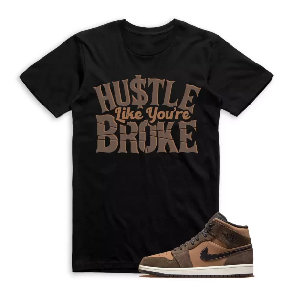 BROKE Shirt to match Jordan 1 Mid SE Dark Chocolate Archaeo Brown Crimson Bliss Jezsport.com