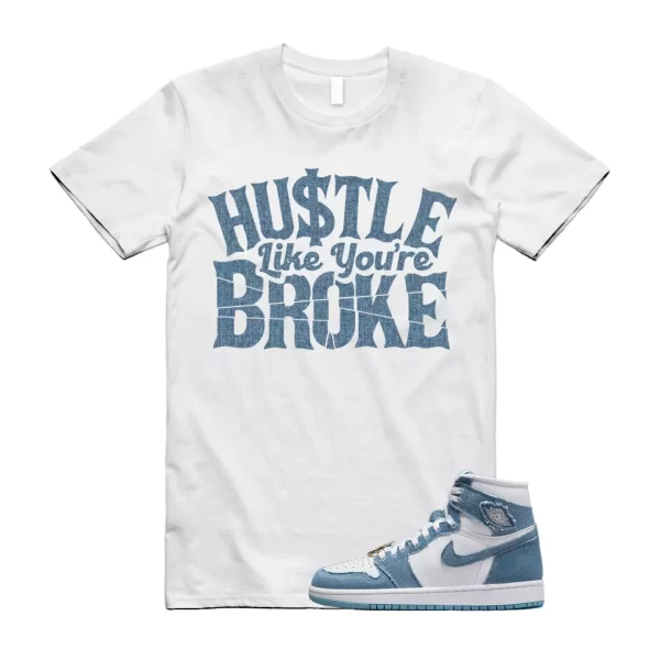 BROKE T Shirt to match Jordan 1 High OG Denim Worn Blue Metallic Gold Chile Red Jezsport.com