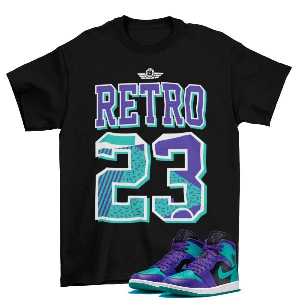 Retro 23 Black Grape Shirt to Match Jordan 1 Mid Black Grape BQ6472-502 Jezsport.com