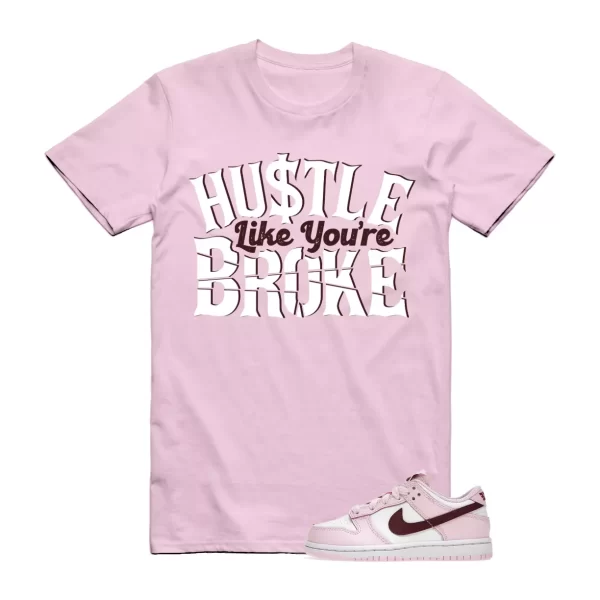 BROKE T Shirt to match N Dunk Low Pink Foam Dark Beetroot Red White Maroon Jezsport.com