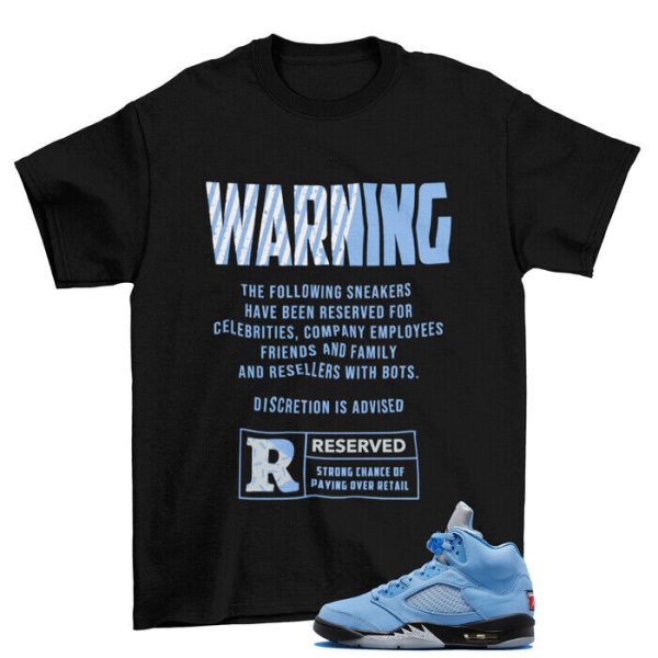 Reserved Shirt Black to Match Jordan 5 Retro University Blue / DV1310-401 Jezsport.com