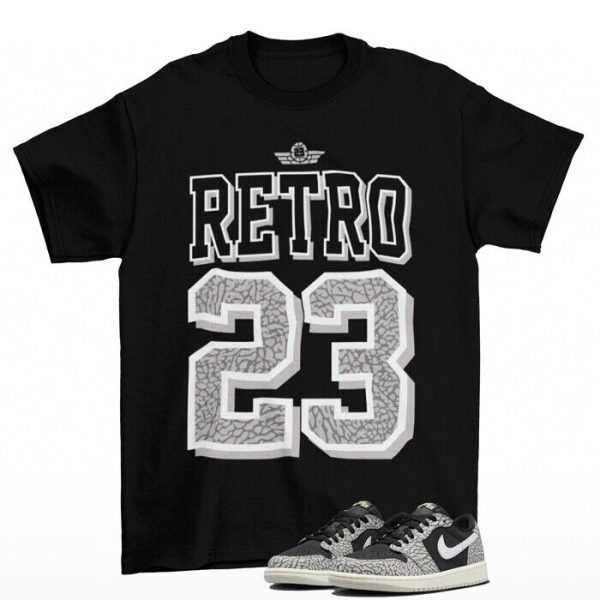 Retro 23 Shirt Black to Match Jordan 1 Low Black Cement CZ0790-001 Jezsport.com