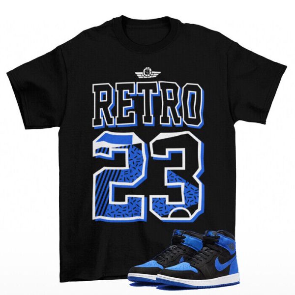 Retro 23 Shirt Black to Match Jordan 1 High OG Royal Reimagined DZ5485-042 Jezsport.com