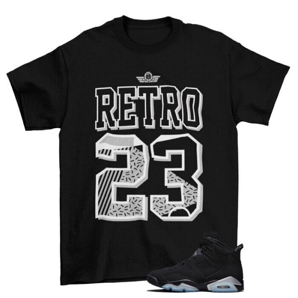 Retro 23 Shirt Black to Match Jordan 6 Retro Metallic Silver DX2836-001 Jezsport.com