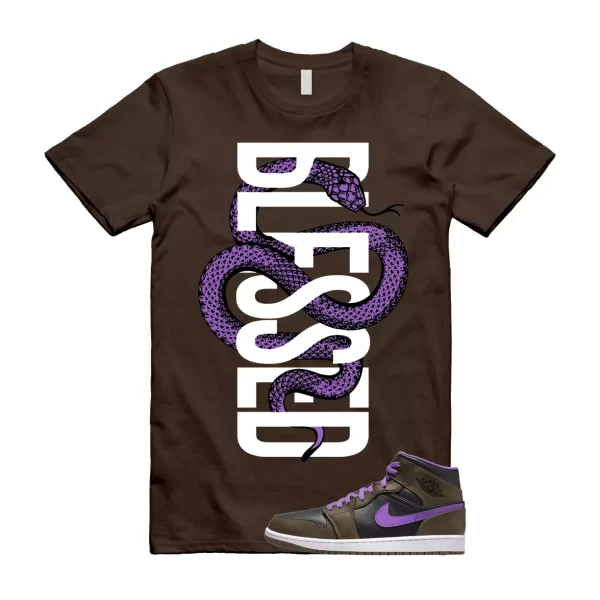 SNAKEB T Shirt to match Air Jordan 1 Mid Palomino Purple Mocha Wild Berry Black Jezsport.com