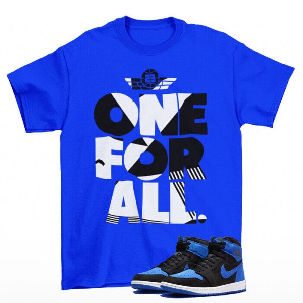 One For All Shirt Royal to Match Jordan 1 Retro Royal Reimagined Jezsport.com