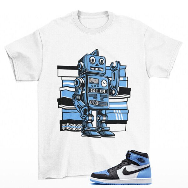 Sneaker Bot Shirt White to Match Jordan 1 Retro High OG UNC Toe DZ5485-400 Jezsport.com