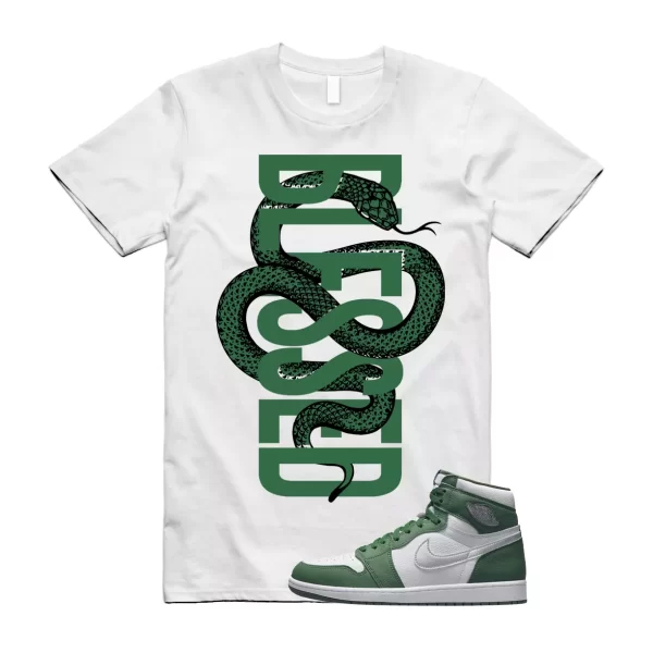 SNAKEB T Shirt to match Jordan 1 Retro High OG Gorge Green Metallic Silver White Jezsport.com