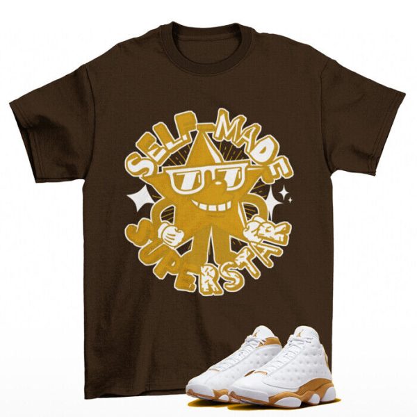 Superstar Wheat Shirt Brown to Match Jordan 13 Retro Wheat 414571-171 Jezsport.com