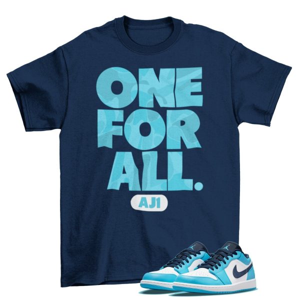 One For All Shirt to Match Air Jordan 1 Low Dark Powder Blue UNC Jezsport.com