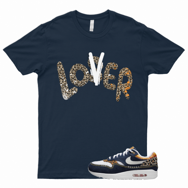 LOVER Shirt to Match Air Max 1 Denim Leopard Washed Dark Blue Picante Red Desert Jezsport.com