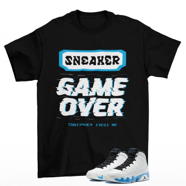 Game Over Shirt Black to Match Jordan 9 Retro Powder Blue FQ8992-101 Jezsport.com