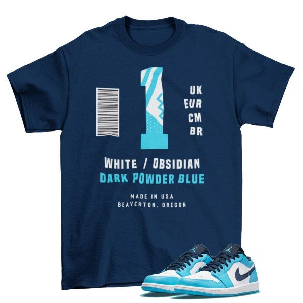 Box Label Shirt to Match Air Jordan 1 Low Dark Powder Blue UNC Jezsport.com