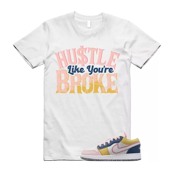 BROKE T Shirt to match Air Jordan 1 Low GS Multi Canvas Coral Chalk French Blue Jezsport.com