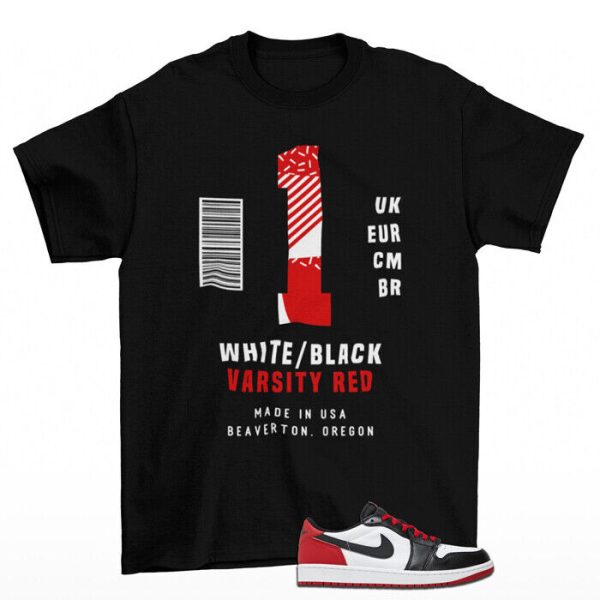 Box Label Shirt Black to Match Jordan 1 Retro Low OG Black Toe CZ0790-106 Jezsport.com