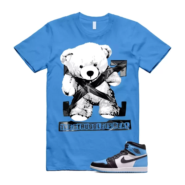 UNC University Blue Toe 1 Retro High OG Black White T Shirt Match STRUG Jezsport.com