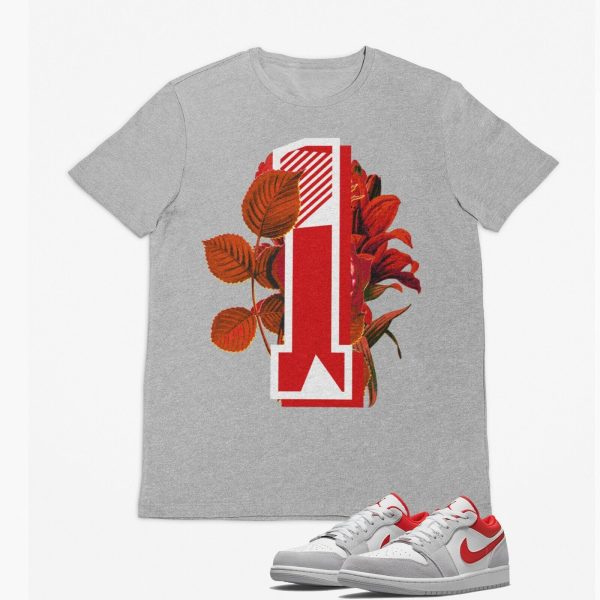 Floral 1 Shirt to Match Jordan 1 Low Light Smoke Grey Gym Red DC6991-016 Jezsport.com