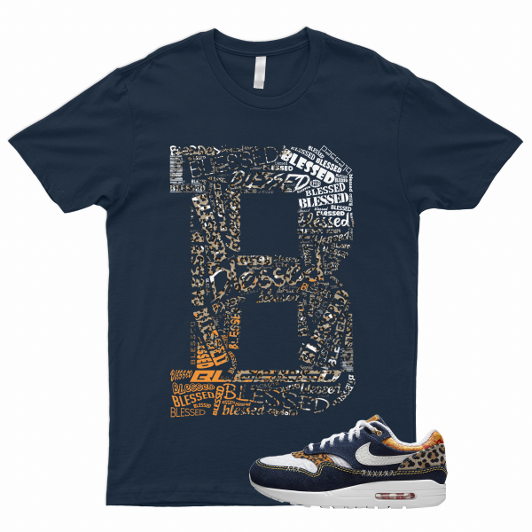 BLS T Shirt to Match Air Max 1 Denim Leopard Washed Dark Blue Picante Red Desert Jezsport.com