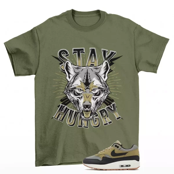 Stay Hungry Sneaker Shirt to Match Air Max 1 SC Dark Stucco FB9660-003 Jezsport.com