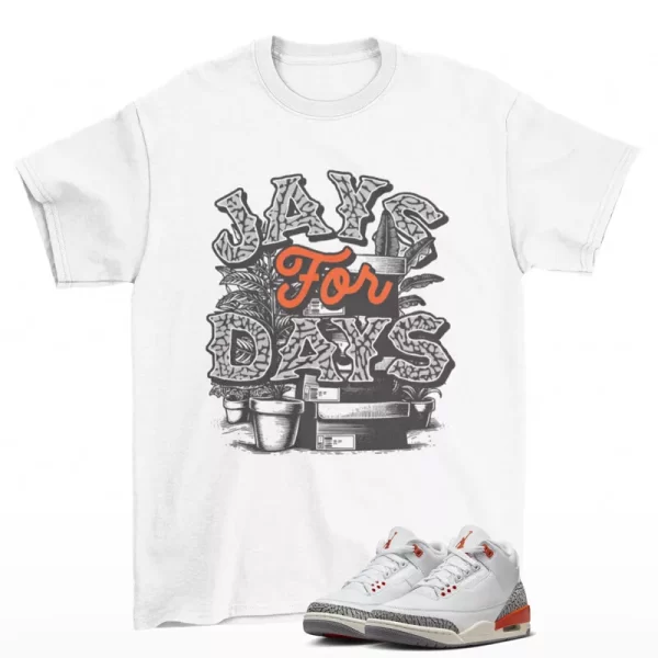 Stacked Sneaker Shirt White to Match Jordan 3 Retro Georgia Peach CK9246-121 Jezsport.com