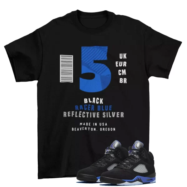 Box Label Racer Blue Shirt to Match Air Jordan 5 Retro Racer Blue CT4838-004 Jezsport.com