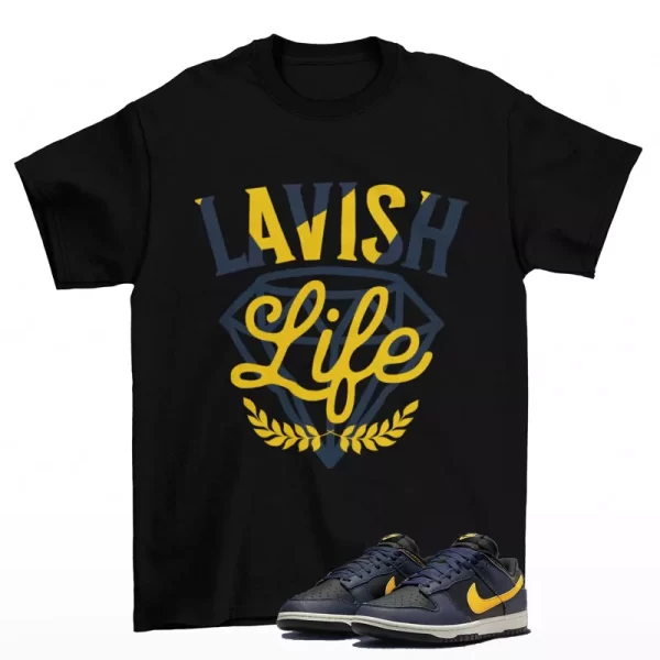 Lavish Sneaker Shirt Black to Match Dunk Low Vintage Michigan FZ4014-010 Jezsport.com