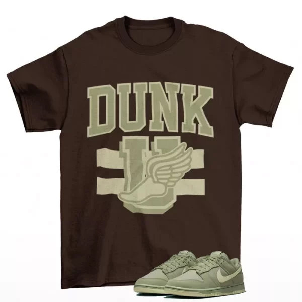 Dunk University Shirt Brown to Match Dunk Low Oil Green Olive Aura FB8895-300 Jezsport.com