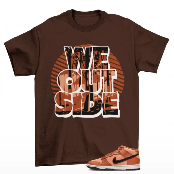 We Outside Shirt Brown to Match Dunk Mid Amber Brown DZ2533-200 Jezsport.com