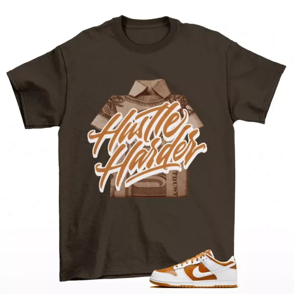 Hustle Sneaker Shirt Brown to Match Dunk Low Reverse Curry FQ6965-700 Jezsport.com