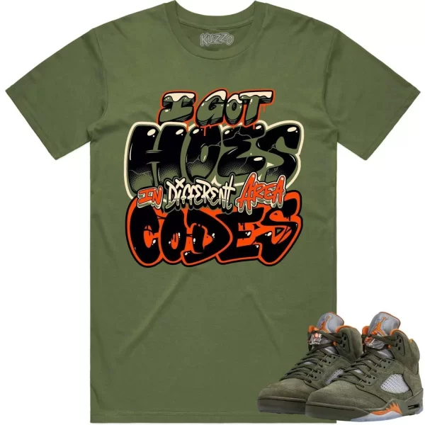 Jordan Retro 5 Olive 5s Shirt to Match - CELADON AREA CODES Jezsport.com