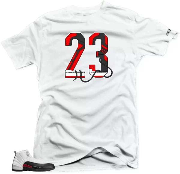 Shirt To Match Jordan 12 Red Taxi - 23 (Red)-White Tee Jezsport.com