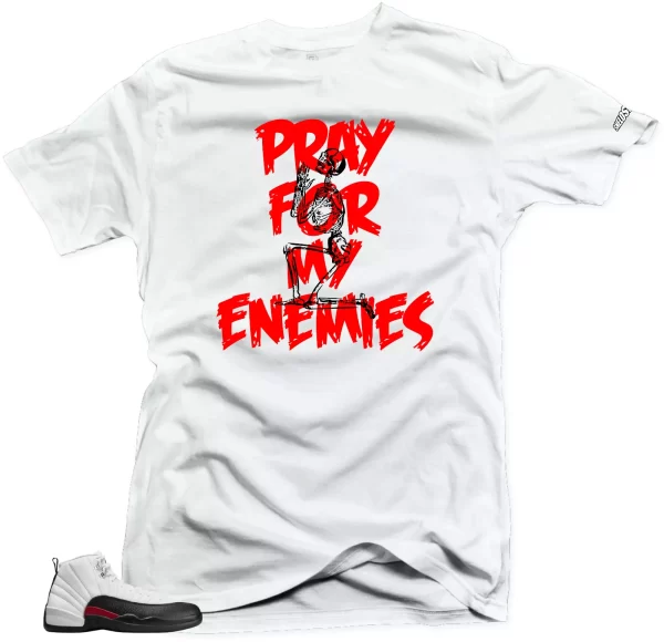 Shirt To Match Jordan 12 Red Taxi -Enemies (Red) White Tee Jezsport.com