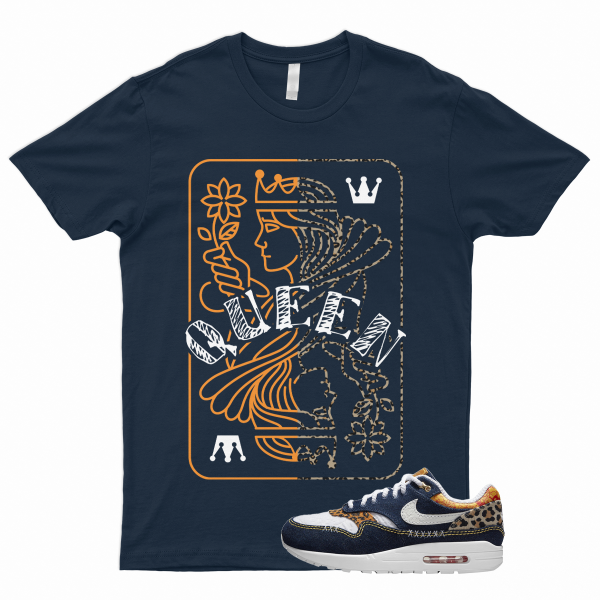 QUEEN Shirt to Match Air Max 1 Denim Leopard Washed Dark Blue Picante Red Desert Jezsport.com