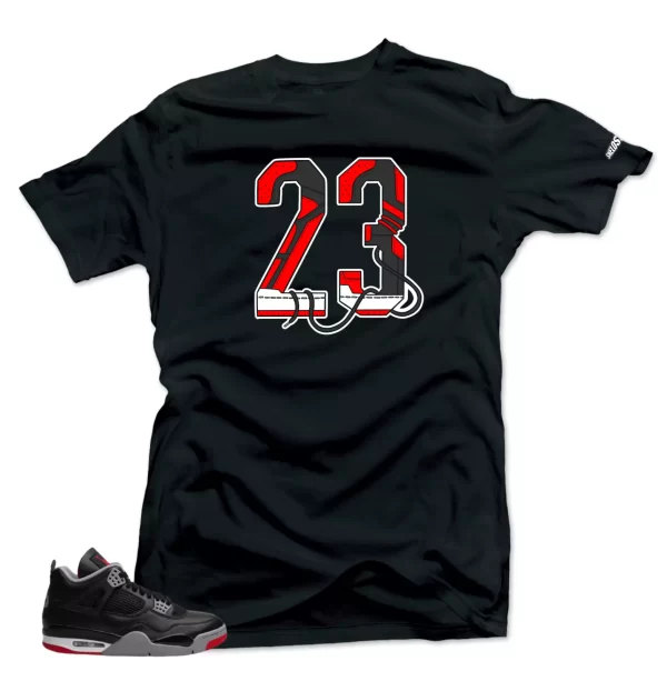 Shirt to Match Jordan 4 Bred Reimagined - 23 Red-Match Sneaker Black Tee Jezsport.com