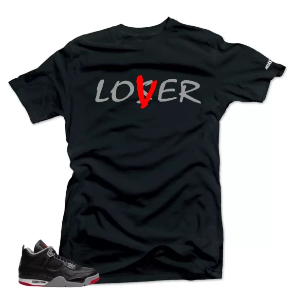 Shirt to Match Jordan 4 Bred Reimagined -Lover Gray-Red-Match Sneaker Black Tee Jezsport.com