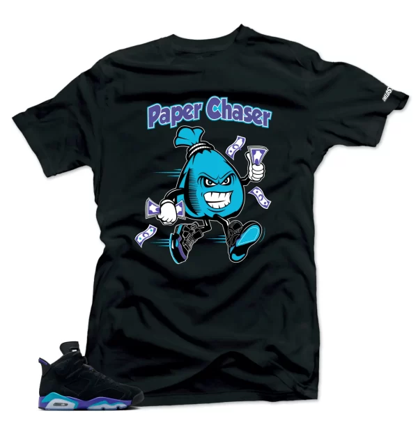 Shirt to Match Jordan Retro 6 Aqua-Paper Chaser Bag (Blue-Purple) Tees Jezsport.com