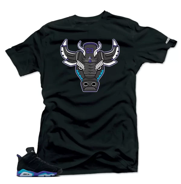 Shirt To Match Jordan Retro 6 Aqua-Bull 6 (Blue-Purple) Match Tees- Jezsport.com