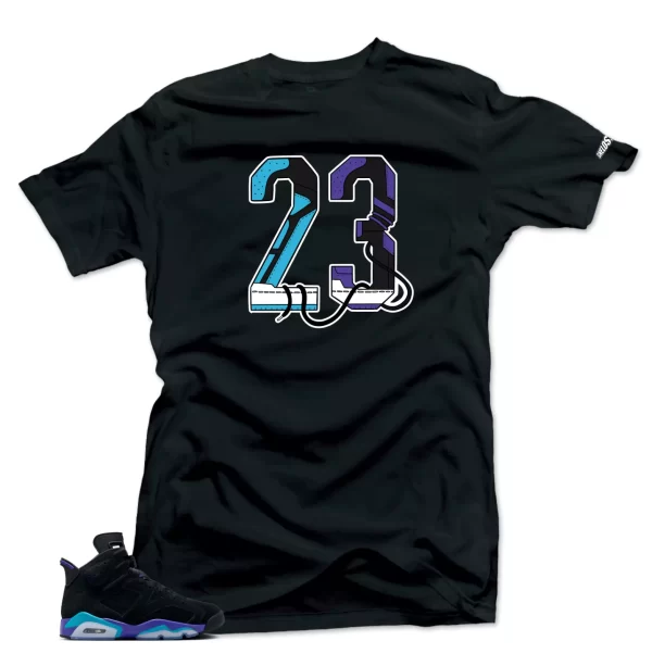 Shirt to Match Jordan Retro 6 Aqua- 23 (Blue-Purple) Match Tees- Jezsport.com