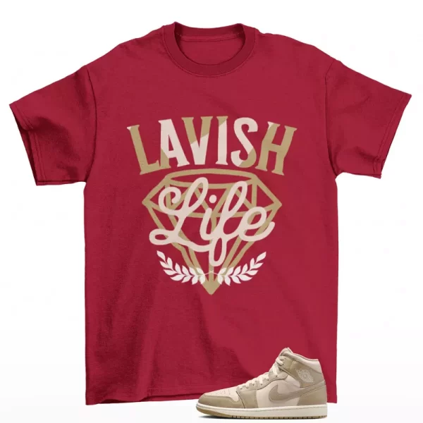 Lavish Sneaker Shirt Red to Match Jordan 1 Mid Legend Light Brown HF4830-203 Jezsport.com