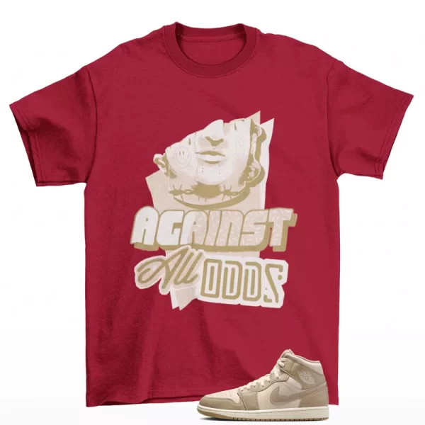 All Odds Shirt Red to Match Jordan 1 Mid Legend Light Brown HF4830-203 Jezsport.com