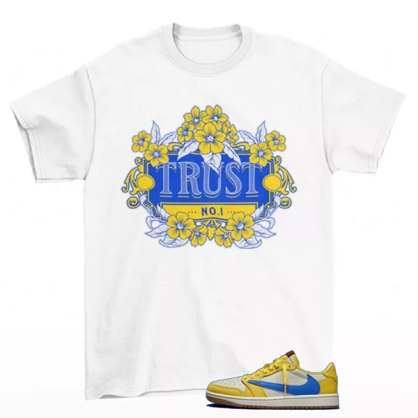 Trust Sneaker Shirt White to Match Jordan 1 Low Travis Canary Elkins DZ4137-700 Jezsport.com