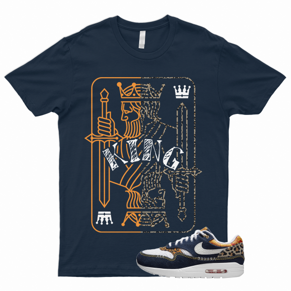 KING Shirt to Match Air Max 1 Denim Leopard Washed Dark Blue Picante Red Desert Jezsport.com