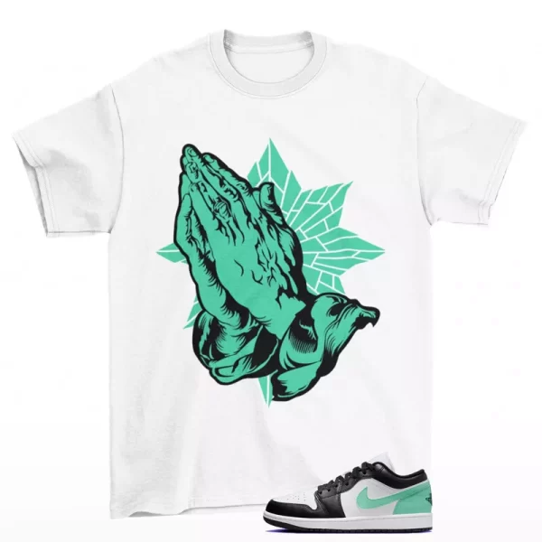 Blessed Shirt White to Match Jordan 1 Low Green Glow 553558-131 Jezsport.com