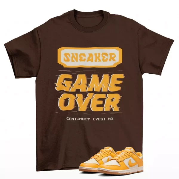 Game Over Shirt Brown to Match Dunk Low University Gold HF4867-739 Jezsport.com