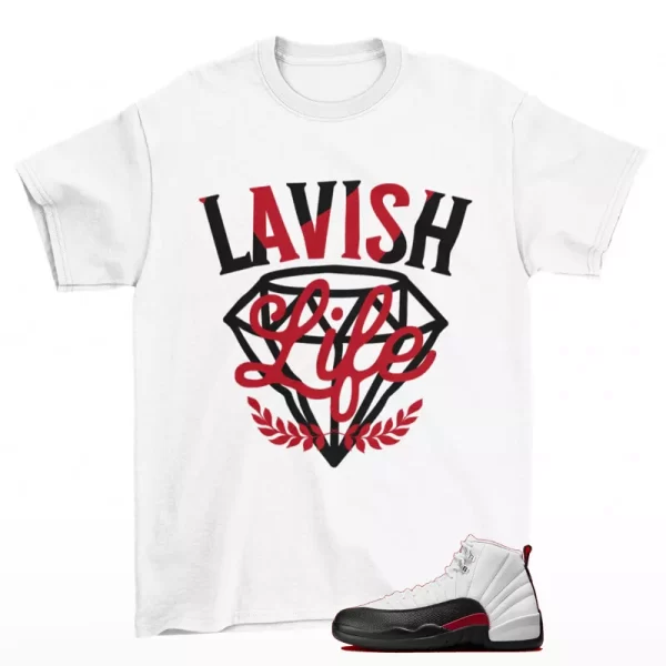 Lavish Shirt White to Match Jordan 12 Retro Red Taxi Flip CT8013-162 Jezsport.com