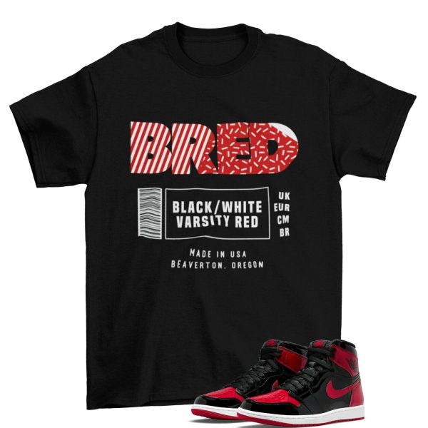 Box Label Bred Shirt to Match Air Jordan 1 Retro High OG Patent Bred 555088-063 Jezsport.com